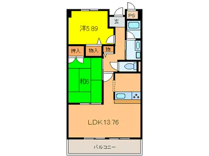 アリビオ(2LDK/3階)の間取り写真