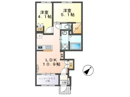 鳥栖市原町(2LDK/1階)の間取り写真