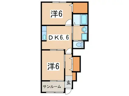 アタラクシア-II・A(2DK/1階)の間取り写真