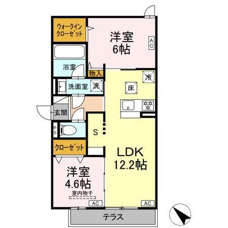 セレスティア新宿(2LDK/1階)の間取り写真