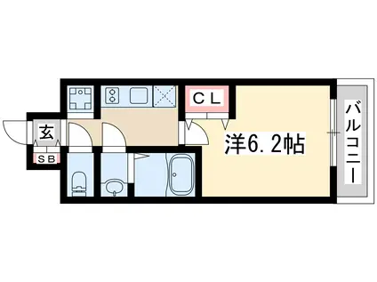 プレサンス東三国駅前グランクラス(1K/6階)の間取り写真