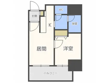 プライヴェル山鼻壱番館(1DK/2階)の間取り写真