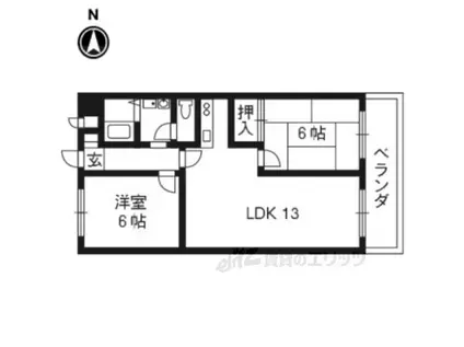 シャトー深草セカンド(2LDK/5階)の間取り写真