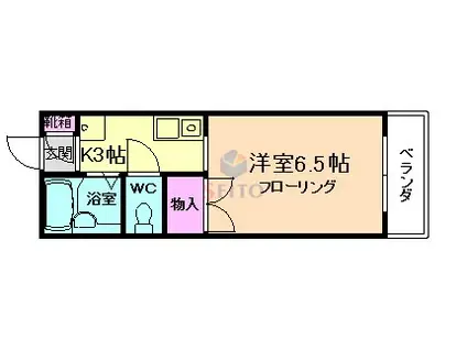 サンライズメゾン(1K/2階)の間取り写真