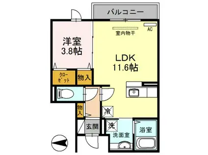 ボナール(1LDK/3階)の間取り写真