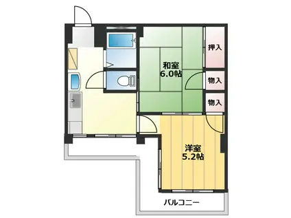 ユーハイム(2K/3階)の間取り写真