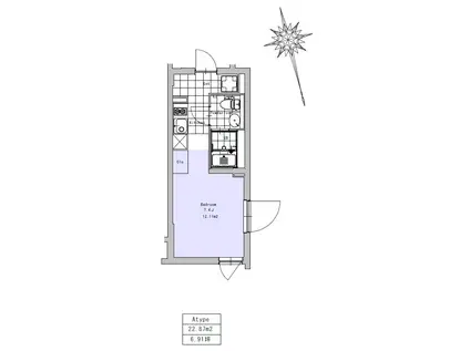 SOU中野(1K/2階)の間取り写真