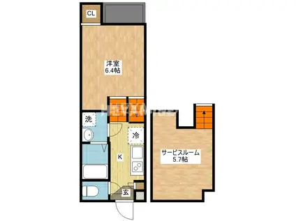 エルモーサ(1SK/1階)の間取り写真