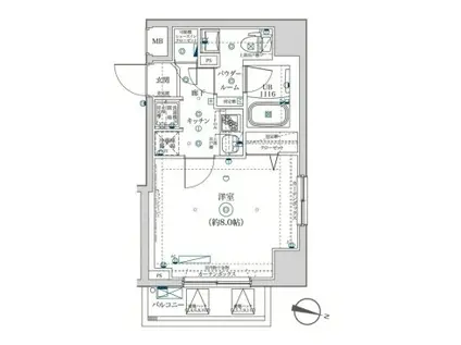 SQUARE CITY TOKYO HOYA スクエアシティホウヤ(1K/5階)の間取り写真