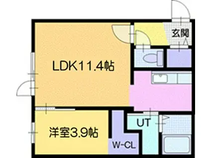 ＪＲ函館本線 野幌駅 徒歩6分 4階建 築3年(1LDK/4階)の間取り写真