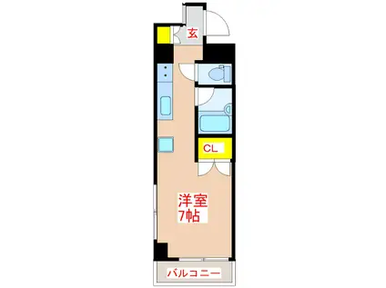 パルセスユニ(ワンルーム/4階)の間取り写真