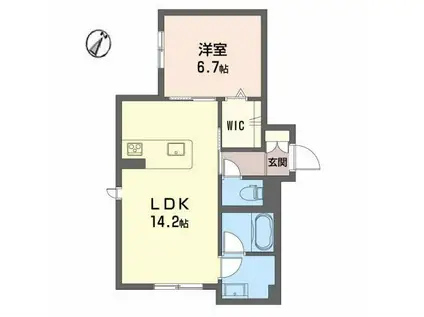 ソレイユ ルヴァン牛田(1LDK/1階)の間取り写真