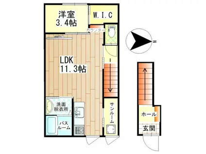 ミルフィーユ(1LDK/2階)の間取り写真