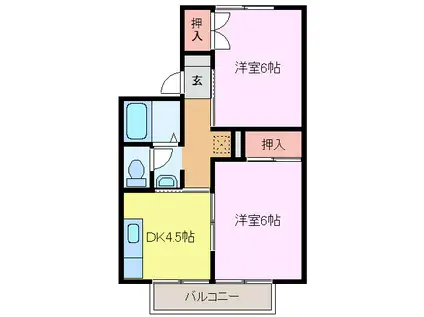 シティハンター(2DK/1階)の間取り写真