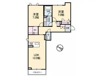 ファミール船越南(2LDK/3階)の間取り写真
