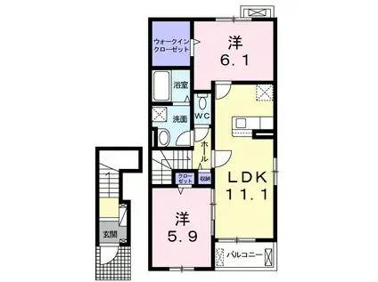 グレイス・K I(2LDK/2階)の間取り写真