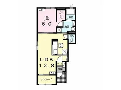 ベント ルーチェ(1LDK/1階)の間取り写真