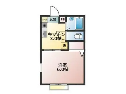 シャトル21(1K/2階)の間取り写真