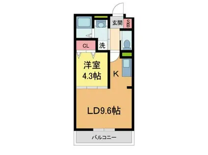 オーパスワン西宮(1LDK/3階)の間取り写真