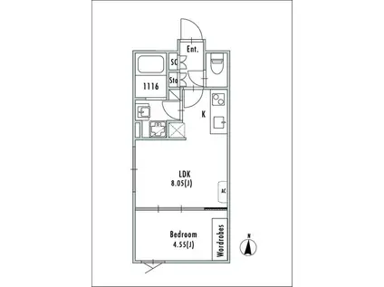 GRAN PASEO大崎戸越銀座I(1LDK/4階)の間取り写真