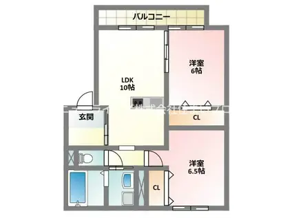 ケイティアイレジデンス大和田A棟(2LDK/2階)の間取り写真