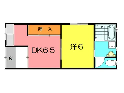 鍵田ハイツ(1DK/1階)の間取り写真