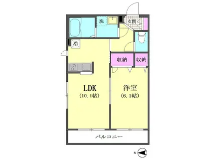 グリーンコート大森(1LDK/3階)の間取り写真