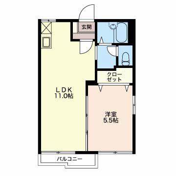フレグランス牛川 C(1LDK/2階)の間取り写真