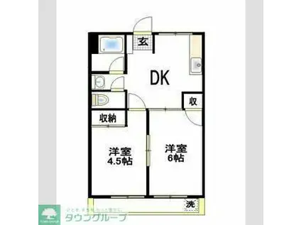 富士見コーポラス(2DK/1階)の間取り写真