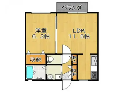 コンフォートメゾン八木(1LDK/2階)の間取り写真