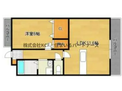 イルプリモ上津(1LDK/2階)の間取り写真