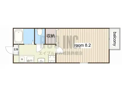 エトランス西庄(1K/2階)の間取り写真