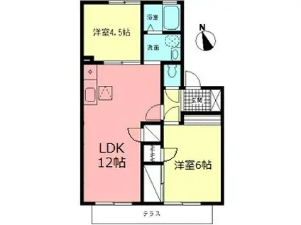 ジュネスハイムシー(2LDK/1階)の間取り写真