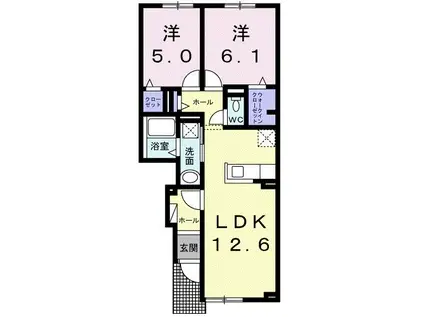 ハレマオ(2LDK/1階)の間取り写真
