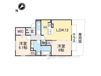 はんなり月海C棟(2LDK/2階)の間取り写真