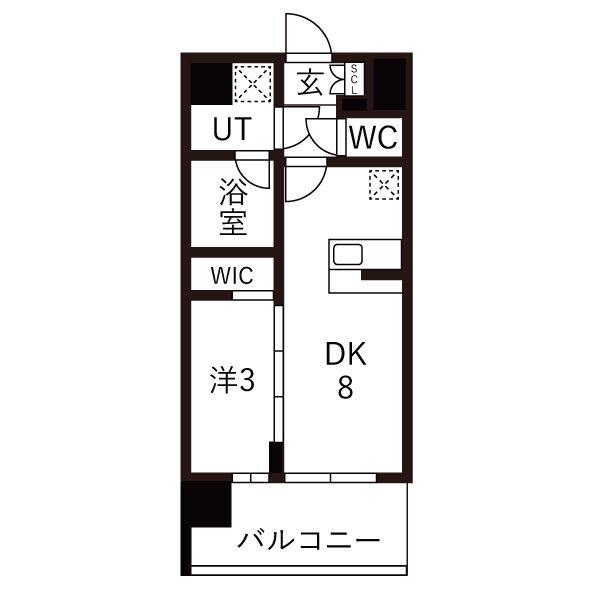 エスリードレジデンス玉造ザ・イースト(1LDK/8階)の間取り写真