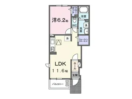ドルミオークスIII(1LDK/1階)の間取り写真