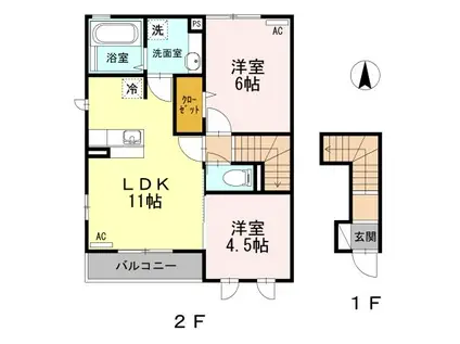 サンマーレン A棟(2LDK/2階)の間取り写真