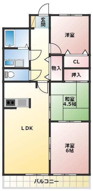 クレンツ海南(3LDK/6階)の間取り写真
