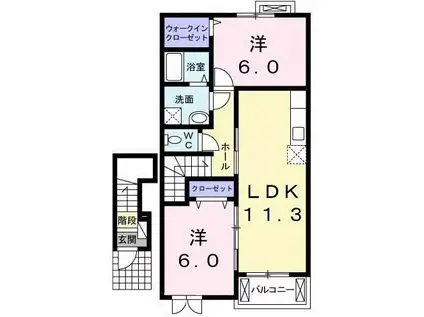 サニー安芸(2LDK/2階)の間取り写真