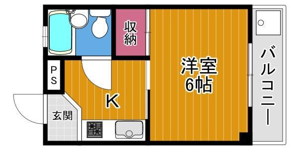 メゾン花園(1K/1階)の間取り写真