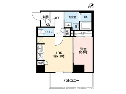 サヴォイラルカンジュ(1K/6階)の間取り写真