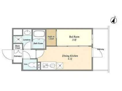 アジュールテラス目黒八雲(1DK/3階)の間取り写真