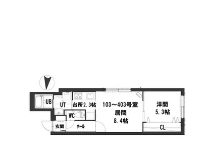 グランメール 北24条駅前(1LDK/2階)の間取り写真