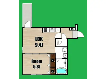 FUJIPALACE瓜生堂III番館(1LDK/1階)の間取り写真