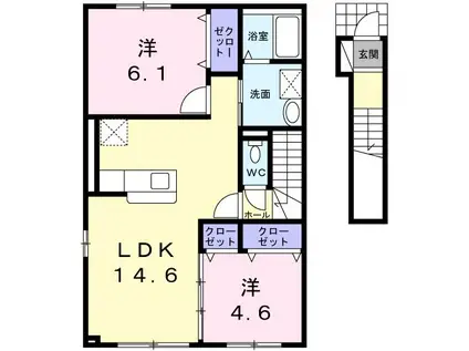 ソルプリメール(2LDK/2階)の間取り写真