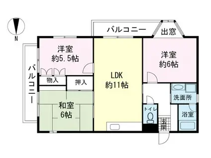 バミール香貫(3LDK/3階)の間取り写真