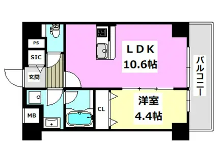 イマジン茨木(1LDK/2階)の間取り写真