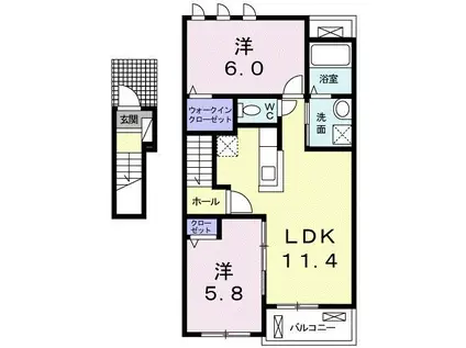 シェトア A(2LDK/2階)の間取り写真