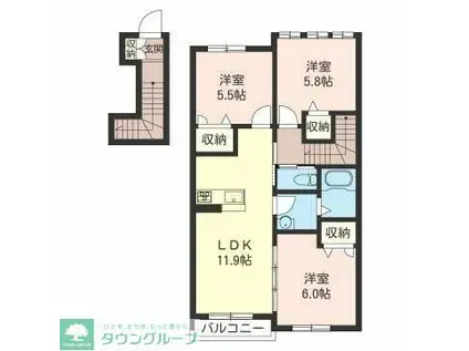 HALEMAHALO A(3LDK/2階)の間取り写真